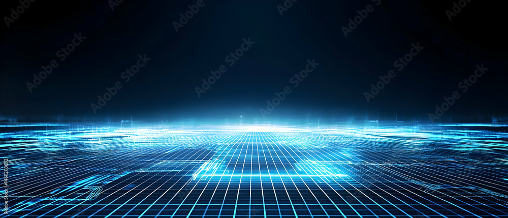 Poster abstract glowing digital network pattern