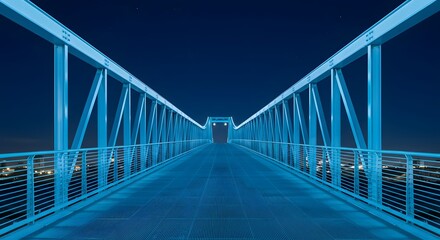 Obraz premium Horizontal image of a geometric bridge or walkway framed symmetrically. 