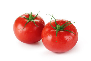 Fresh Tomatoes on the vine on white background