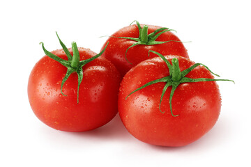 Fresh Tomatoes on the vine on white background