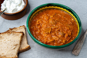 Traditional Hungarian Cabbage stew a la Szekely or Szekely goulash