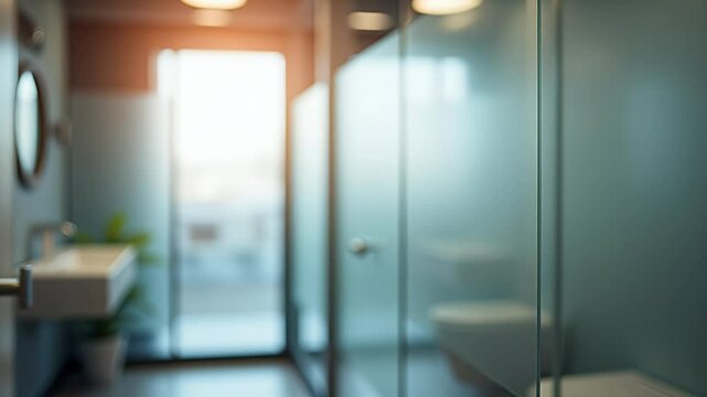 Closeup Frosted Glass Thick Film for Reducing Visibility Across Office Meeting Room