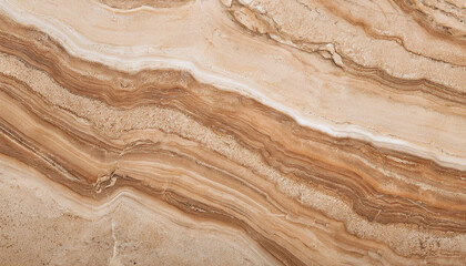 polished surface of beautiful brown beige travertine background image texture