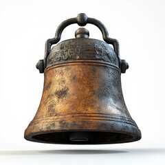Fototapeta premium Antique metal bell shows weathering, wear and tear, suggesting age