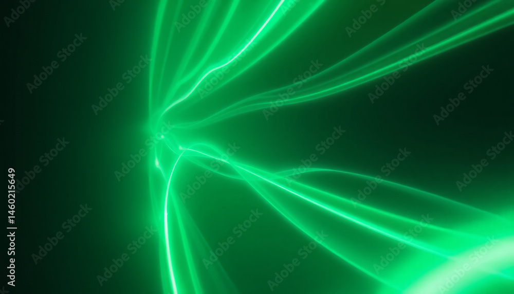 Poster emerald luminous trails flowing green light streams in abstract composition