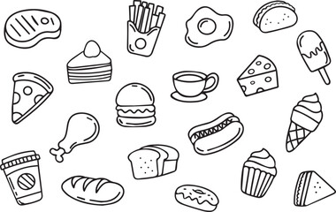 Vector Illustration of Fast Food Doodles