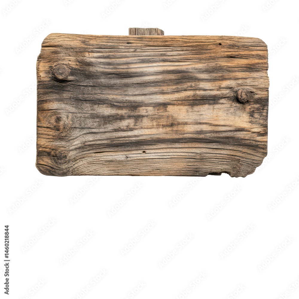 Poster rustic wooden sign positioned vertically against a transparent background for clear visibility and e