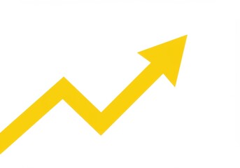 A yellow arrow pointing up and to the right on a white background