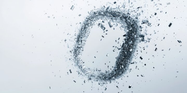 Abstract Digital Zero Made of Shattered Data
