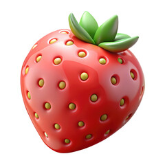 Obraz premium 3d Strawberry – Fresh Red Fruit with Green Leaves for Healthy Eating, Food Packaging, Summer Recipes, and Organic Produce Promotion