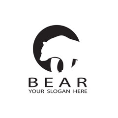 black icon of bear silhouette isolated on white background