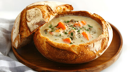 A Rustic Sourdough Bread Bowl Filled with Creamy Soup B883f41f 2569 4f66 90b8 333356342243 2