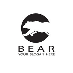 black icon of bear silhouette isolated on white background