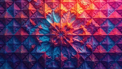 Intricate tessellation of geometric shapes in vibrant hues, tiles, design