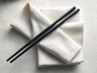 Minimalist table setting with black chopsticks 