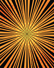 Abstract orange radial rays comic background