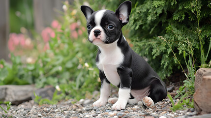 A Tiny Black and White Boston Terrier Puppy Sitting Wi F79a7afb 0d51 4dfd 8702 F919892075a5 3