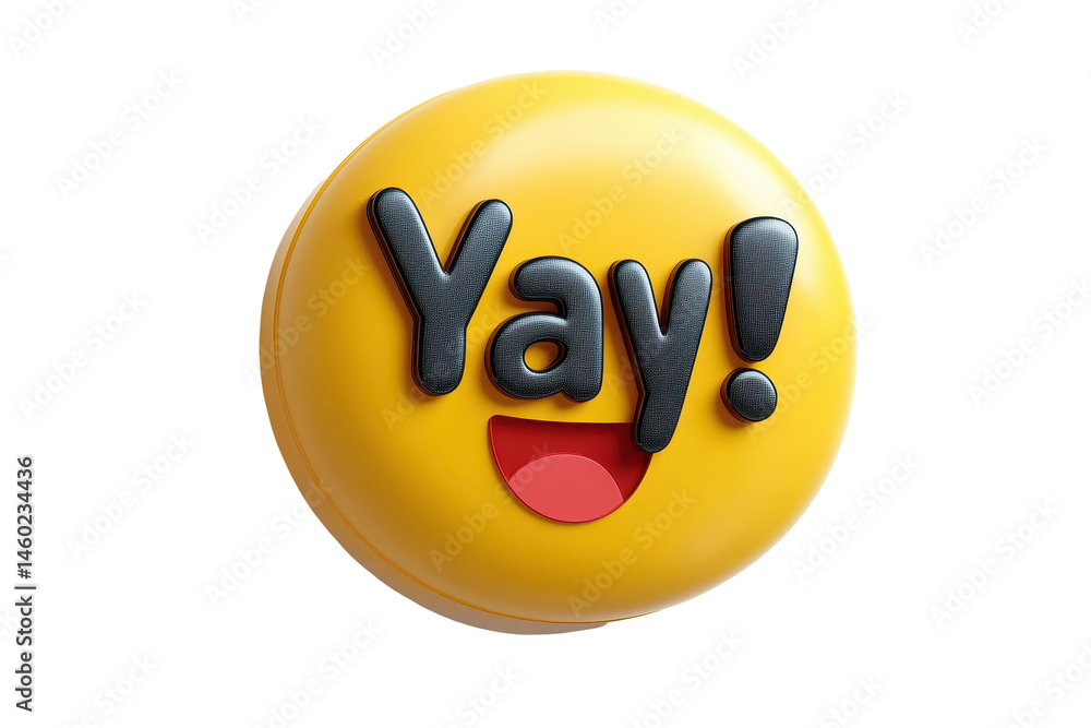 Aufkleber happy yellow emoji with a joyful expression and a heart-shaped mouth, conveying excitement and posit