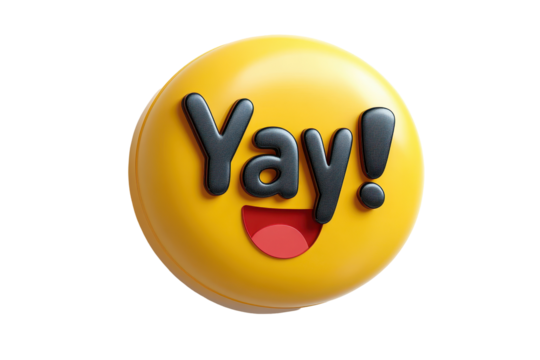 Happy yellow emoji with a joyful expression and a heart-shaped mouth, conveying excitement and positivity in a playful design, suitable for various digital contexts
