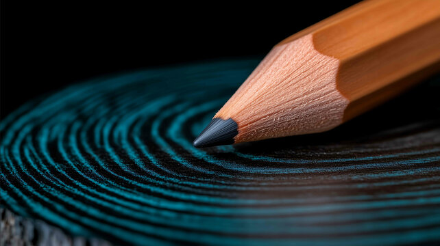 Macro view of a pencil marking measurements on a laminate plank with fine woodgrain texture visible beneath the tip - Powered by Adobe