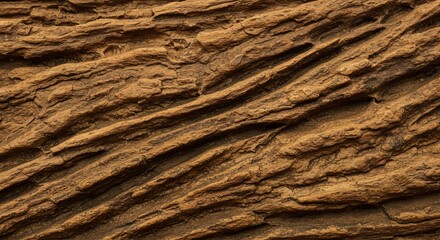 Close up view of textured rock surface showing natural stratification pattern. Earthy background and abstract structure for geology concept.