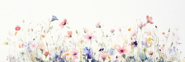 Delicate watercolor floral arrangement capturing the essence of a wildflower meadow