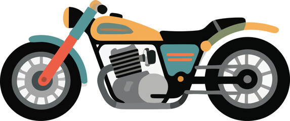 Retro motorcycle vector illustration colorful off road bike art design