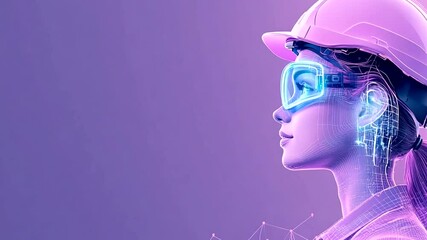 Virtual construction worker with holographic design - Powered by Adobe