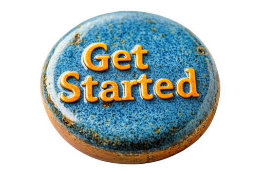 Bright orange button with the words Get Started prominently displayed, ideal for motivating action in various projects or initiatives at any time of day