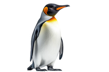 Brightly colored king penguin standing upright in a natural pose with a transparent background for easy integration into various designs and projects