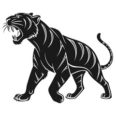 Black side silhouette of a tiger