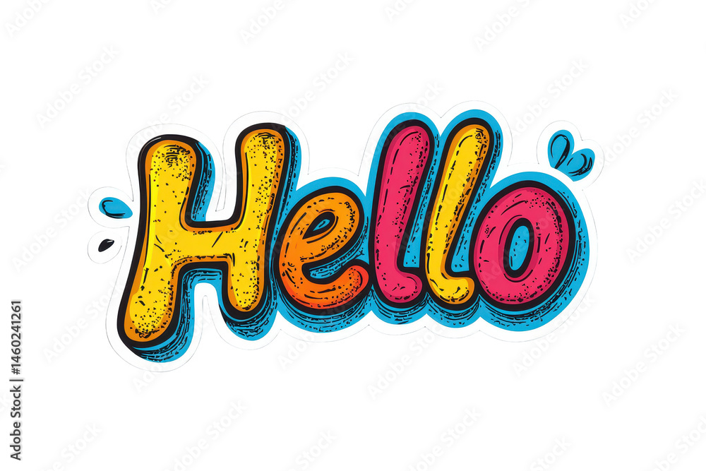 Fototapete Colorful text saying Hello in bold, rounded font with a vibrant gradient effect suitable for designs and digital arts
