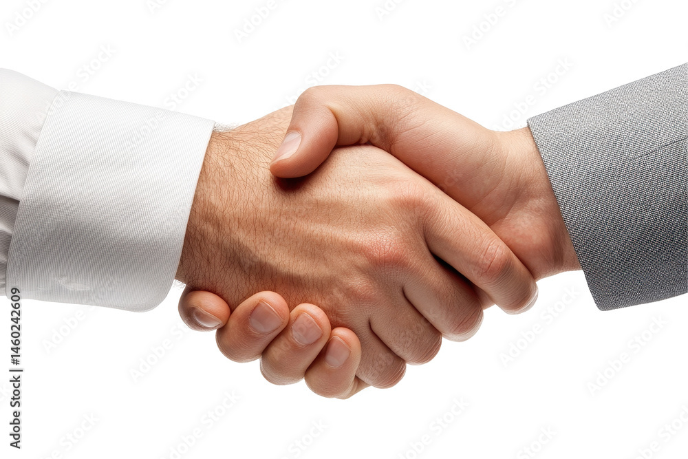 Poster collaborative handshake between diverse individuals emphasizes teamwork during an important business