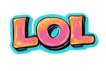Colorful modern text design featuring the expression LOL in a playful font suitable for digital media and social platforms