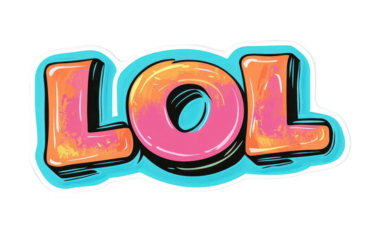Colorful modern text design featuring the expression LOL in a playful font suitable for digital media and social platforms