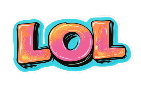 Colorful modern text design featuring the expression LOL in a playful font suitable for digital media and social platforms