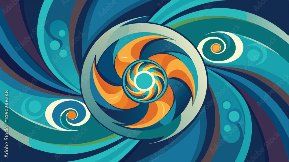 Aufkleber Colorful spiral abstract design with dynamic swirls and vivid hues creating a sense of movement and energy in a vibrant artistic representation