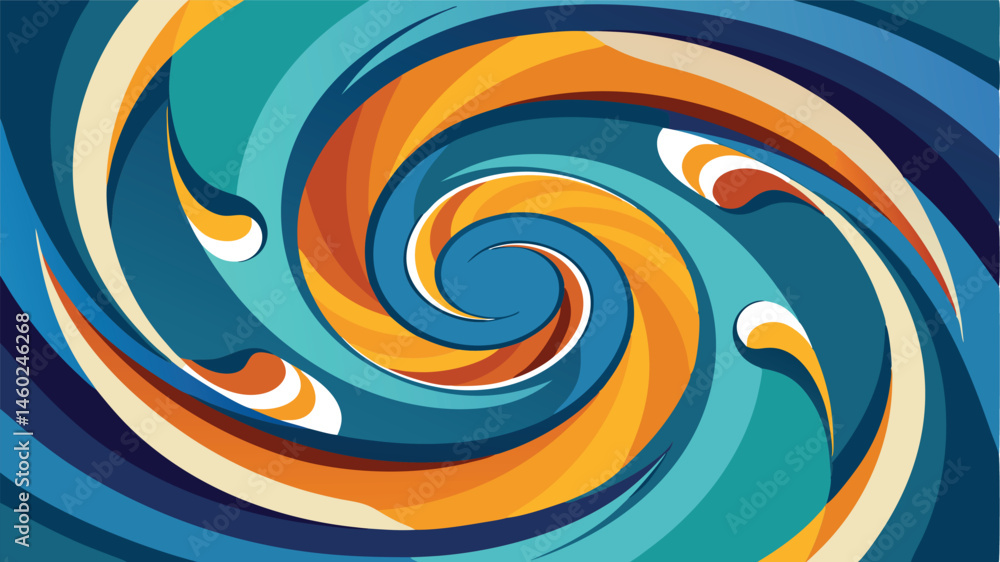 Poster colorful spiral abstract design with dynamic swirls and vivid hues creating a sense of movement and 
