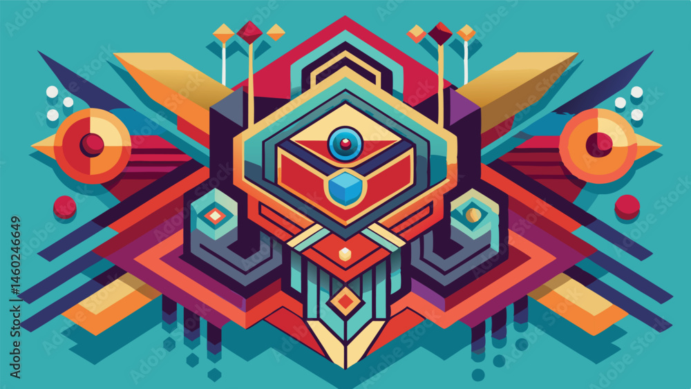 Poster colorful geometric vector illustration featuring abstract shapes and motifs in a harmonious blend of