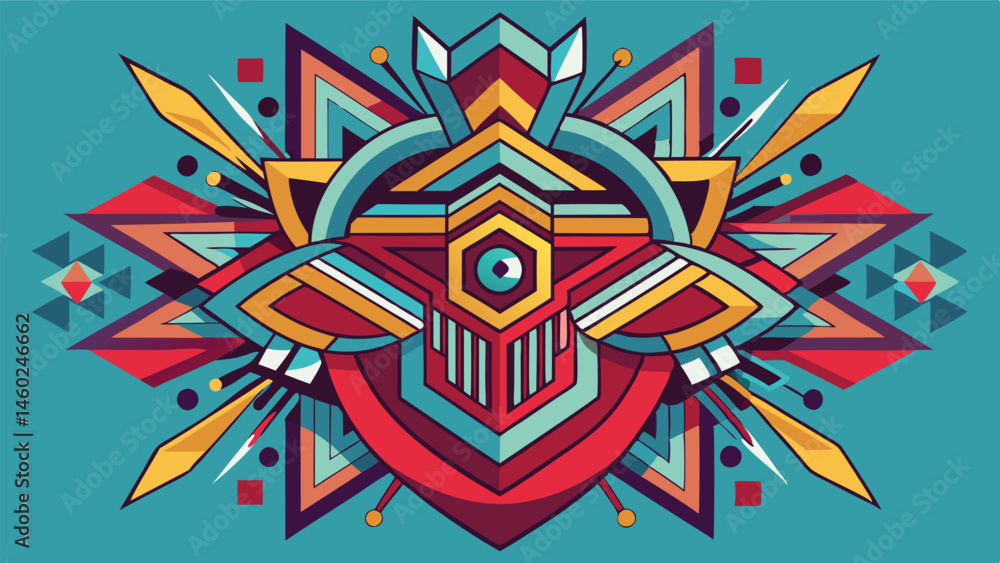 Poster colorful geometric vector illustration featuring abstract shapes and motifs in a harmonious blend of