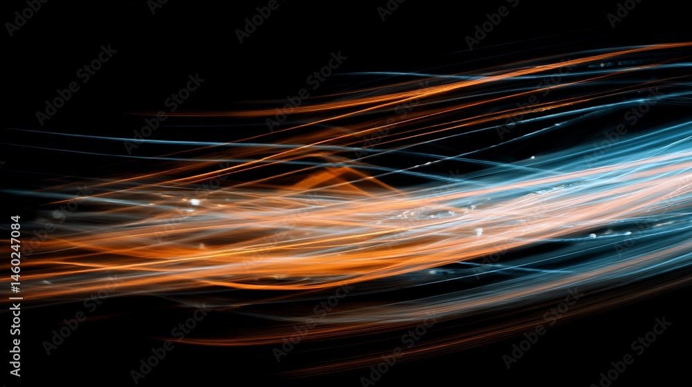 Poster dynamic lines of energy: abstract representation of flowing light streaks