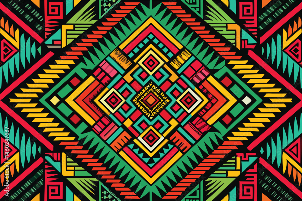 Aufkleber vibrant geometric patterns in a colorful vector illustration designed with bold shapes and intricate