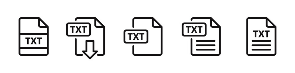TXT file format icons set. TXT file download symbols collection. Vector illustration.