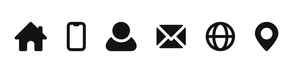 Business card icons set. Contact information symbol collection. Vector illustration.