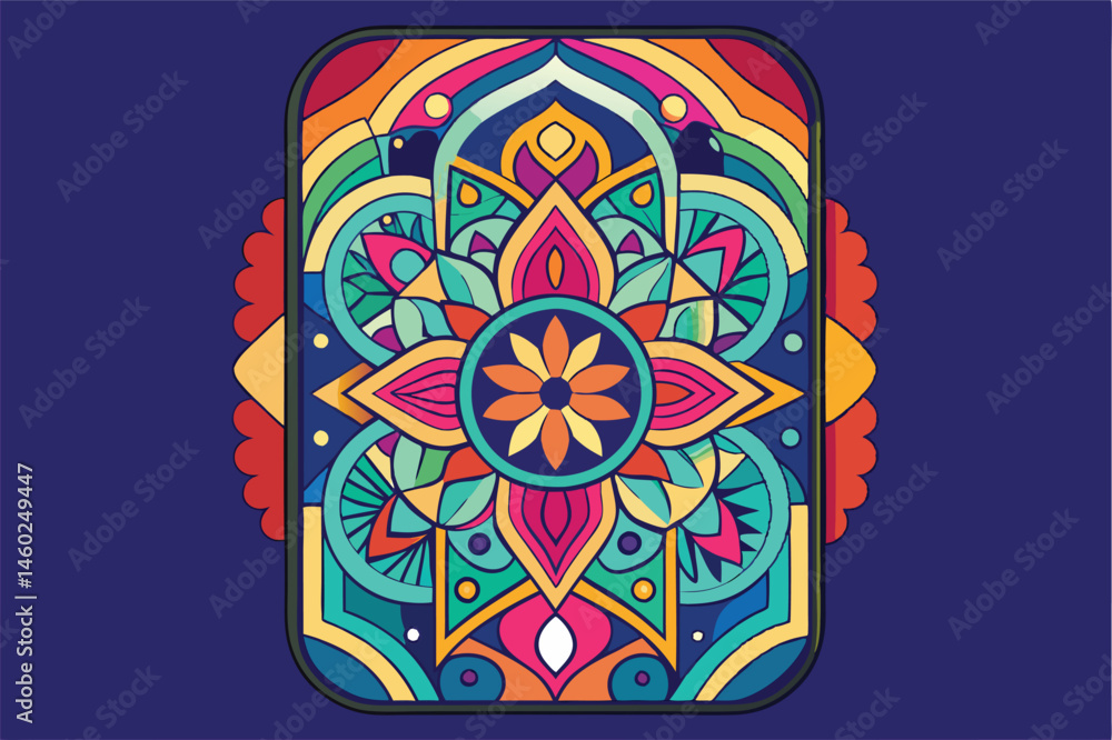 Aufkleber colorful mandala design on a smartphone case featuring geometric patterns and vibrant colors, ideal 