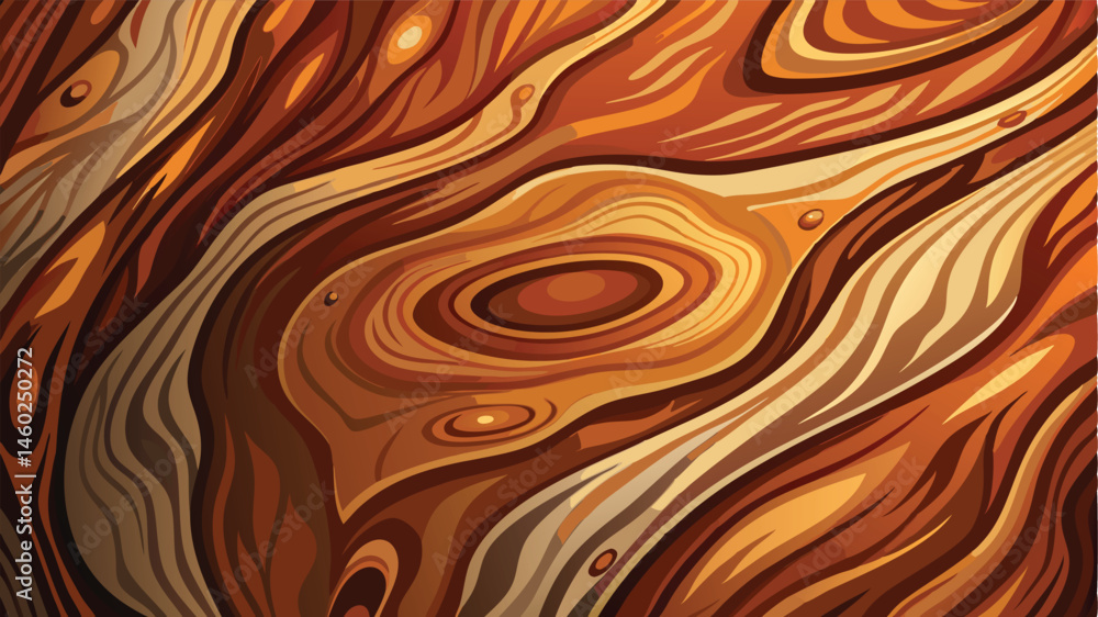 Poster vector illustration of intricate wood grain patterns showcasing natural textures and colors in a war