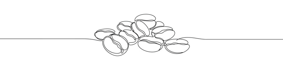Coffee beans continuous one line drawing. Caffeine sign.