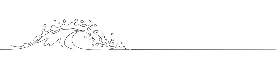 Waves continuous one line drawing. Hand drawn wave. © drawing lines