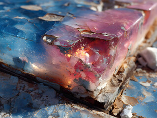 Plastic signage cracked by UV exposure edges 