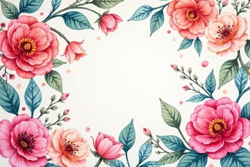 Intricate watercolor floral pattern, soft hues, repeat, blossom, pretty